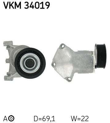 SKF VKM 34019 Tensioner Pulley, V-ribbed belt