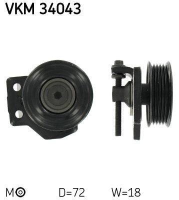 Tensioner Pulley, V-ribbed belt SKF VKM 34043