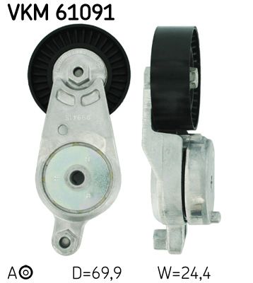 Tensioner Pulley, V-ribbed belt SKF VKM 61091