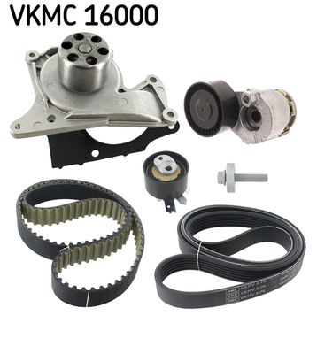Water Pump + Timing/V-ribbed Belt Set SKF VKMC 16000