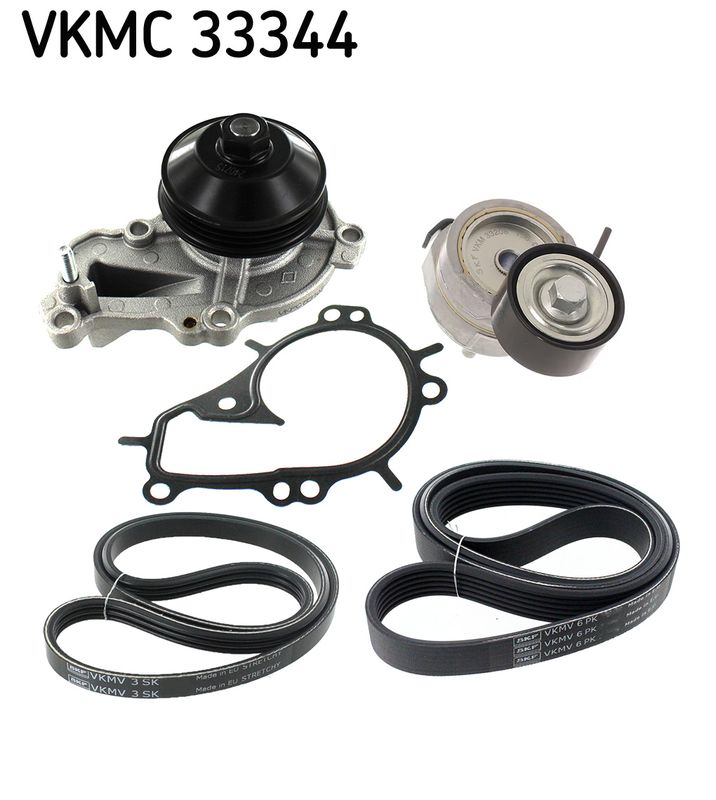 SKF VKMC 33344 Water Pump + V-ribbed Belt Kit