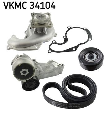 Water Pump + V-Ribbed Belt Kit SKF VKMC 34104