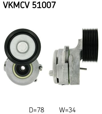 Tensioner Pulley, V-ribbed belt SKF VKMCV 51007