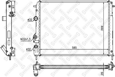 Radiator, engine cooling STELLOX 10-25038-SX