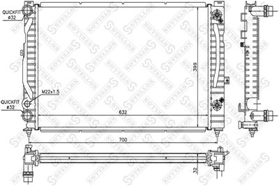 Radiator, engine cooling STELLOX 10-25063-SX