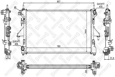 Radiator, engine cooling STELLOX 10-25355-SX