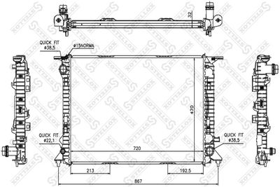 Radiator, engine cooling STELLOX 10-25520-SX