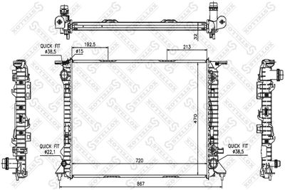 Radiator, engine cooling STELLOX 10-25521-SX