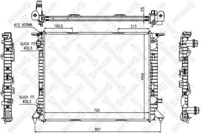 Radiator, engine cooling STELLOX 10-25524-SX