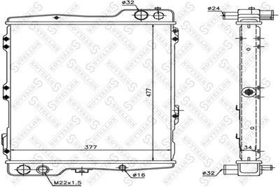 Radiator, engine cooling STELLOX 10-25532-SX