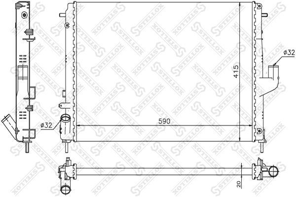 STELLOX 10-26163-SX Radiator, engine cooling