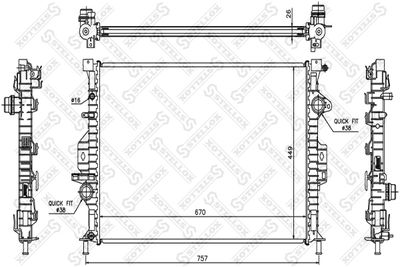 Radiator, engine cooling STELLOX 10-26464-SX