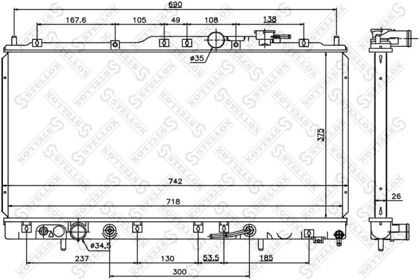 STELLOX 10-26764-SX Radiator, engine cooling