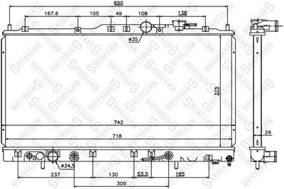 Radiator, engine cooling STELLOX 10-26764-SX