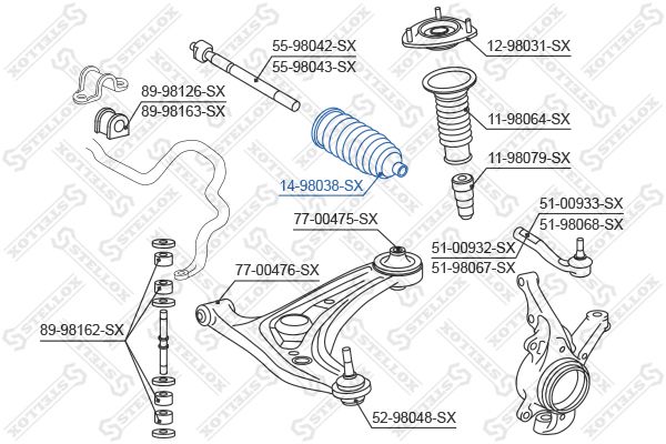 STELLOX 14-98038-SX Bellow, steering