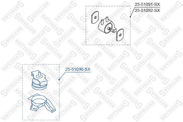 STELLOX 25-51090-SX Mounting, engine