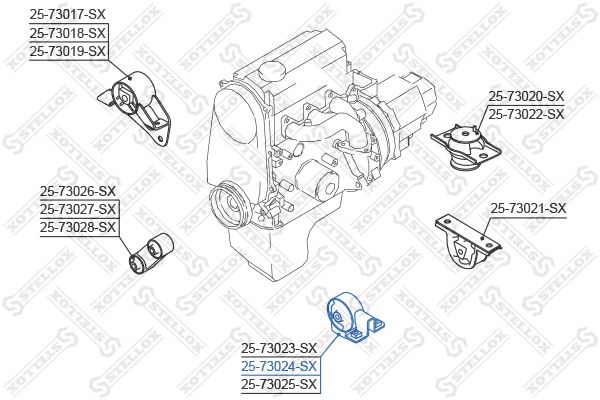 STELLOX 25-73024-SX Mounting, engine