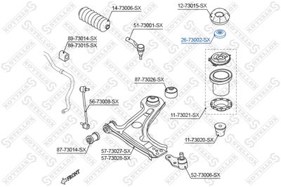 Suspension Strut Support Mount STELLOX 26-73002-SX