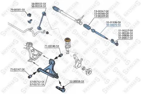 STELLOX 55-00073-SX Inner Tie Rod