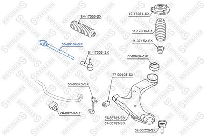 Inner Tie Rod STELLOX 55-00164-SX