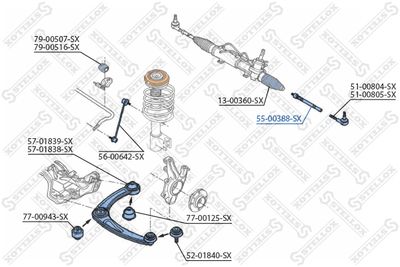 Inner Tie Rod STELLOX 55-00388-SX