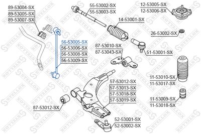 Link/Coupling Rod, stabiliser bar STELLOX 56-53005-SX