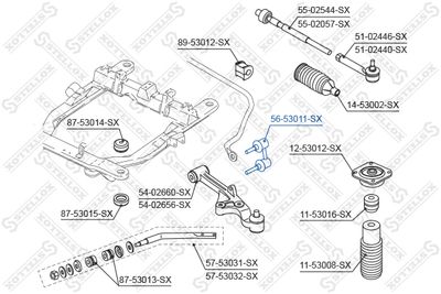 Link/Coupling Rod, stabiliser bar STELLOX 56-53011-SX