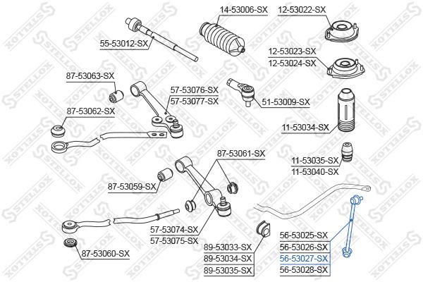 STELLOX 56-53027-SX Link/Coupling Rod, stabiliser bar