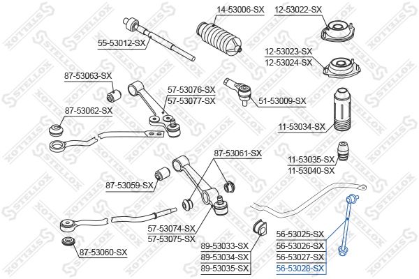 STELLOX 56-53028-SX Link/Coupling Rod, stabiliser bar