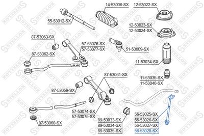 Link/Coupling Rod, stabiliser bar STELLOX 56-53028-SX