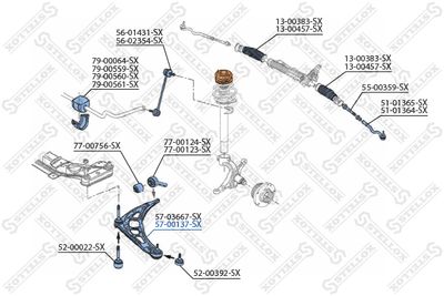 Control/Trailing Arm, wheel suspension STELLOX 57-00137-SX