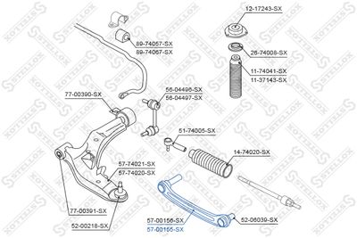 Control/Trailing Arm, wheel suspension STELLOX 57-00155-SX