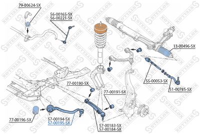 Control/Trailing Arm, wheel suspension STELLOX 57-00195-SX