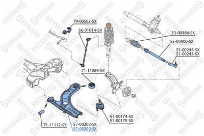 Control/Trailing Arm, wheel suspension STELLOX 57-00209-SX