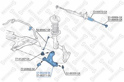 Control/Trailing Arm, wheel suspension STELLOX 57-00210-SX