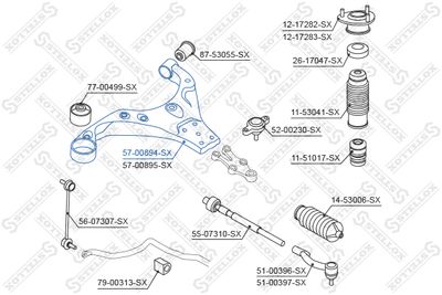 Control/Trailing Arm, wheel suspension STELLOX 57-00894-SX
