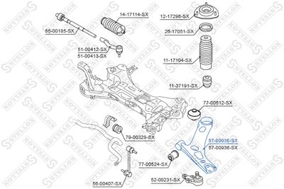 Control/Trailing Arm, wheel suspension STELLOX 57-00935-SX