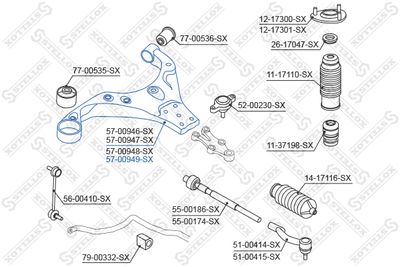 Control/Trailing Arm, wheel suspension STELLOX 57-00949-SX