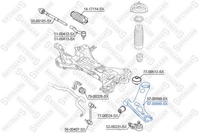 Control/Trailing Arm, wheel suspension STELLOX 57-00999-SX