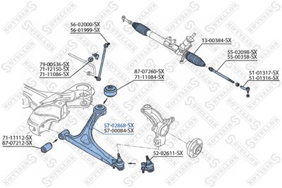 Control/Trailing Arm, wheel suspension STELLOX 57-02868-SX