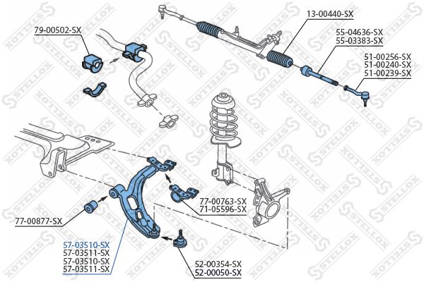 STELLOX 57-03510-SX Control/Trailing Arm, wheel suspension