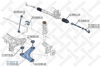 Control/Trailing Arm, wheel suspension STELLOX 57-03527-SX