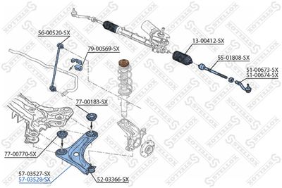 Control/Trailing Arm, wheel suspension STELLOX 57-03528-SX