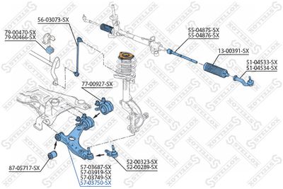 Control/Trailing Arm, wheel suspension STELLOX 57-03750-SX