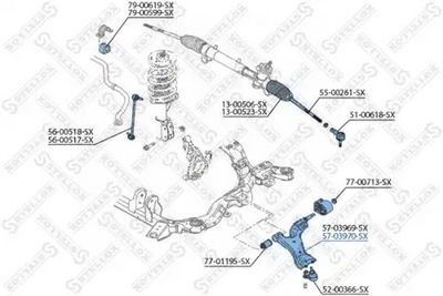 Control/Trailing Arm, wheel suspension STELLOX 57-03970-SX