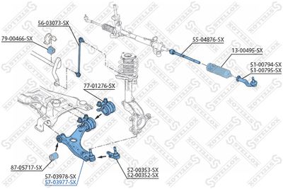 Control/Trailing Arm, wheel suspension STELLOX 57-03977-SX