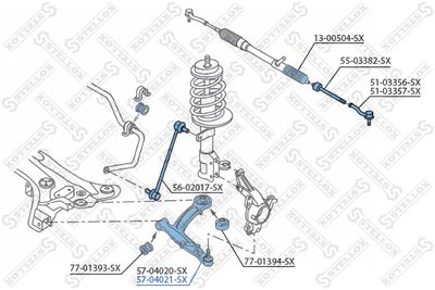 Control/Trailing Arm, wheel suspension STELLOX 57-04021-SX