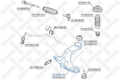 Control/Trailing Arm, wheel suspension STELLOX 57-51061-SX