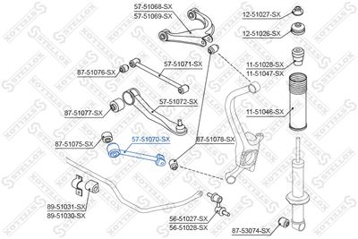 Control/Trailing Arm, wheel suspension STELLOX 57-51070-SX