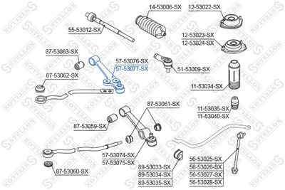 Control/Trailing Arm, wheel suspension STELLOX 57-53077-SX
